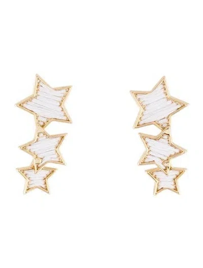 Pre-owned Mignonne Gavigan Thread Star Drop Earrings In White