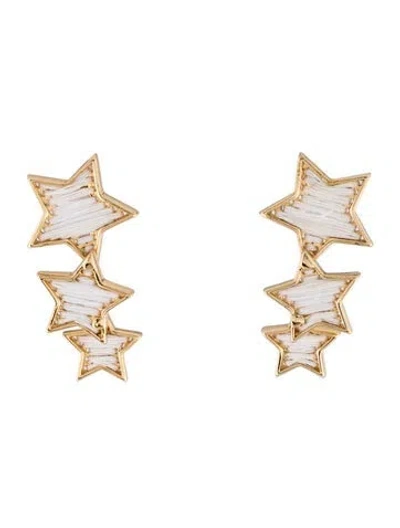 Pre-owned Mignonne Gavigan Thread Star Drop Earrings In White