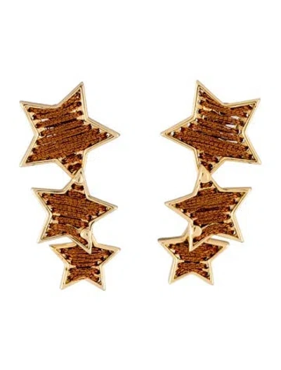 Pre-owned Mignonne Gavigan Thread Triple Star Drop Earrings In Metallic