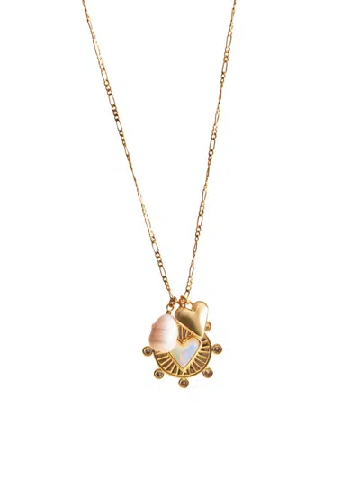 Mignonne Gavigan Women's Bacchus 14k-gold-plated, Freshwater Pearl & Mother-of-pearl Charm Necklace In Orange