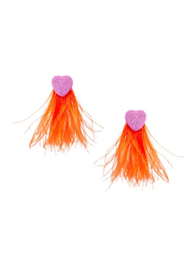 Mignonne Gavigan Women's Cupid Beaded Heart & Feather Earrings In Multi