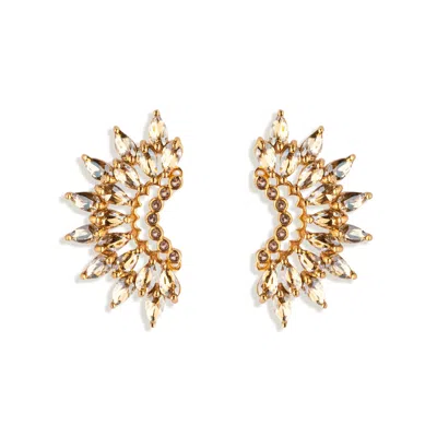 Mignonne Gavigan Women's Gold Crystal Madeline Crescent Earrings Champagne