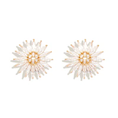 Mignonne Gavigan Women's Gold Crystal Madeline Stud Earrings Clear In White