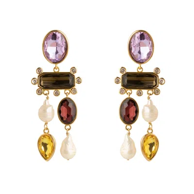 Mignonne Gavigan Women's Gold / Pink / Purple Luxe Greenwich Earrings Purple Multi