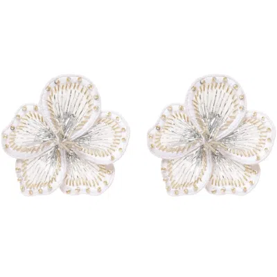 Mignonne Gavigan Women's White / Gold Bailee Stud Earrings White Gold In Neutral