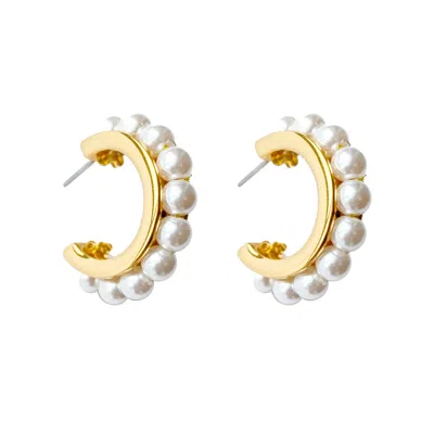 Mignonne Gavigan Women's White / Gold Wynnie Pearl Hoop In Multi