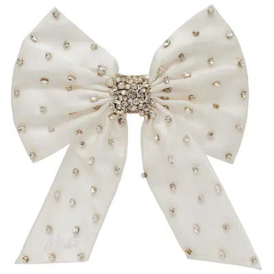 Mignonne Gavigan Women's White Mrs. Grace Crystal Bow Hairclip