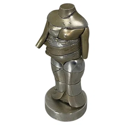 Pre-owned Miguel Berrocal Spanish Nickel-plated Metal Sculpture Mini Cariatide , 1968-1969 In Gray