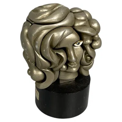 Pre-owned Miguel Berrocal Spanish Nickel-plated Metal Sculpture Portrait De Michèle By Berrocal, 1969-1971 In Black