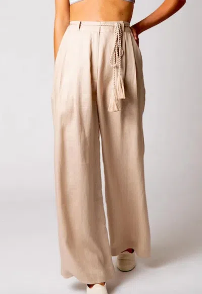 Miguelina Ainsley Linen Pant In Marine Blue In Neutral