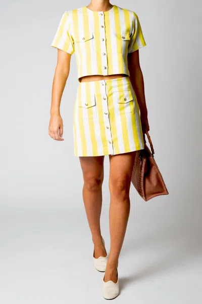 Miguelina Antonia Striped Busatti Skirt In Citrus In Yellow