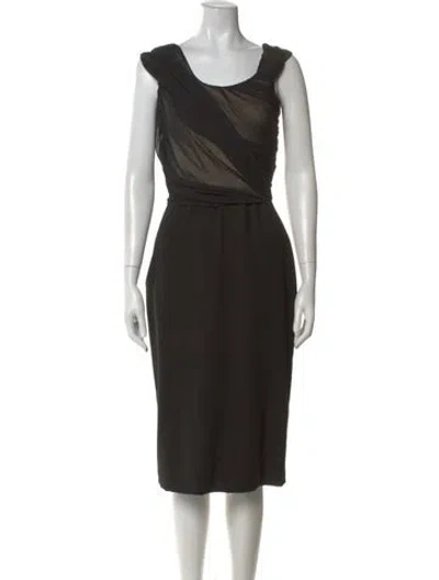 Pre-owned Miguelina Asymmetrical Knee-length Dress In Black