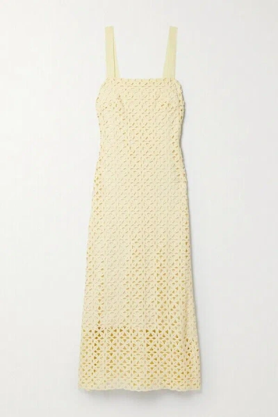 Pre-owned Miguelina "blake" Mellow Yellow Crochet Cotton Maxi Dress Size M Retail $425