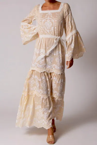 Miguelina Charlize Floating Flower Voile Dress In Pearl In Neutral