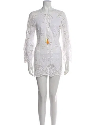 Pre-owned Miguelina Crew Neck Mini Dress In White
