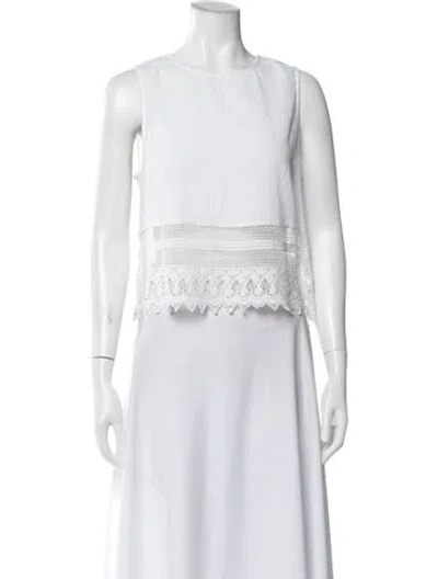 Pre-owned Miguelina Crew Neck Sleeveless Top In White