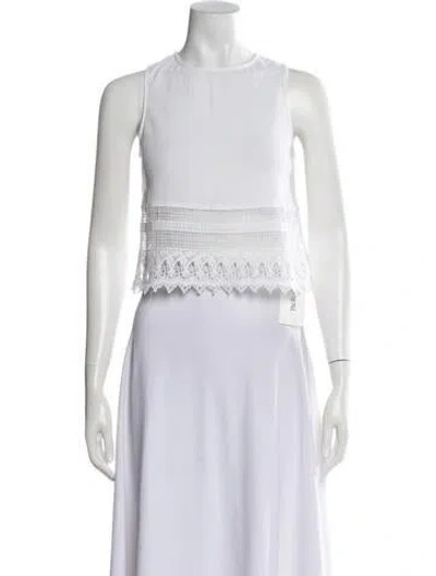Pre-owned Miguelina Crew Neck Sleeveless Top In White