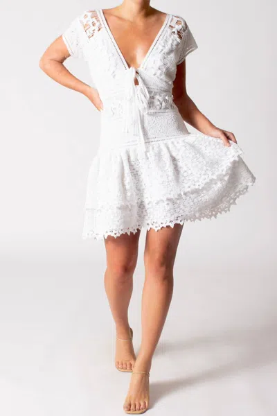 Miguelina Elowen Mini Starlight Dress In Pure White