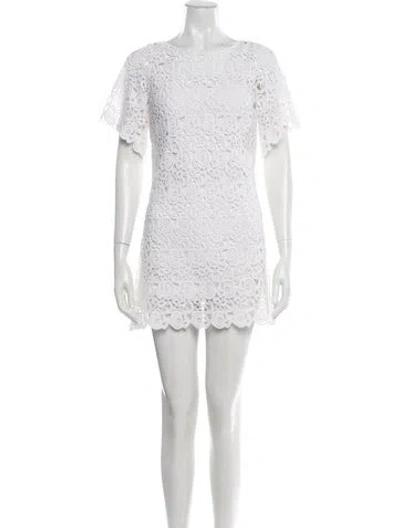 Pre-owned Miguelina Eyelet Mini Dress In White