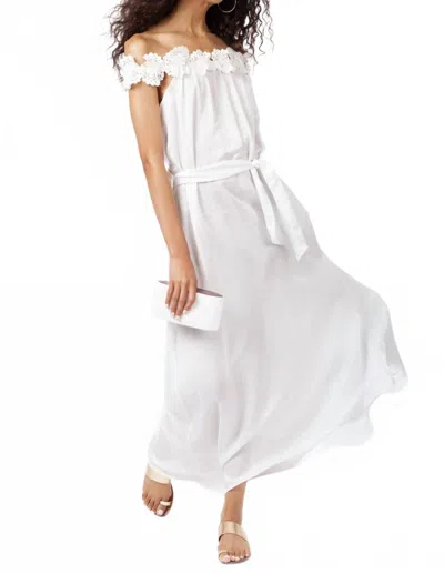 Miguelina Felicity Silk Party Maxi Dress In White