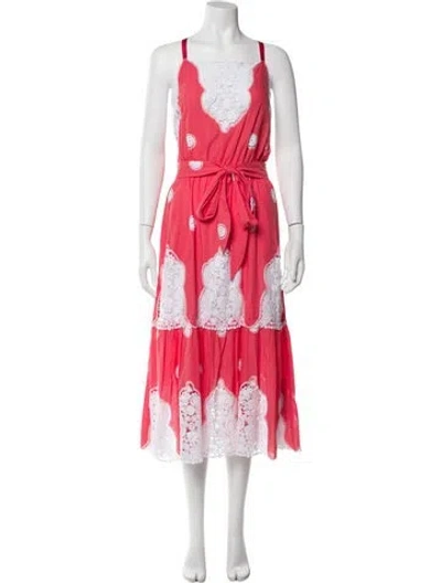 Pre-owned Miguelina Floral Print Long Dress In Pink