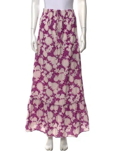 Pre-owned Miguelina Floral Print Long Skirt In Purple