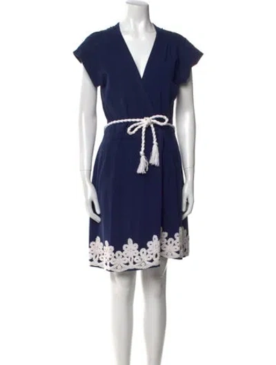 Pre-owned Miguelina Floral Print Mini Dress In Blue