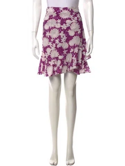 Pre-owned Miguelina Floral Print Mini Skirt W/ Tags In Purple