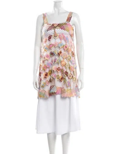 Pre-owned Miguelina Floral Print Square Neckline Top In Multi