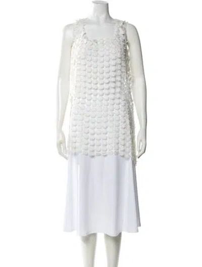 Pre-owned Miguelina Floral Print Square Neckline Top In White