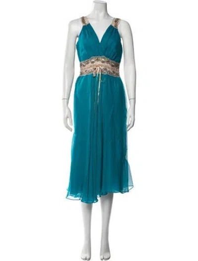 Pre-owned Miguelina Graphic Print Mini Dress In Metallic