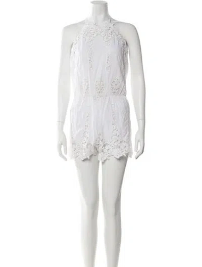 Pre-owned Miguelina Halterneck Mini Dress In White