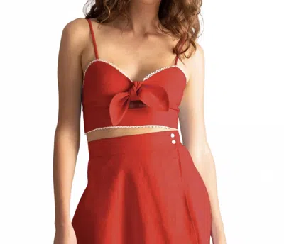 Miguelina Irene Linen Bralette In Tomato In Red