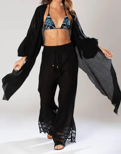 Miguelina Isa Cotton Gauze Tie Shawl In Black