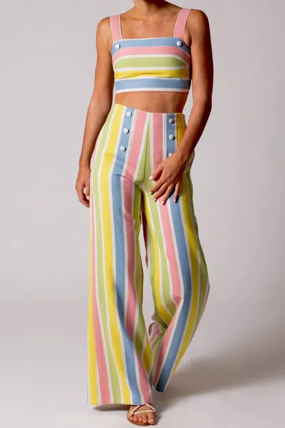 Miguelina Isabella Rainbow Busatti Top In Lollipop In Multi