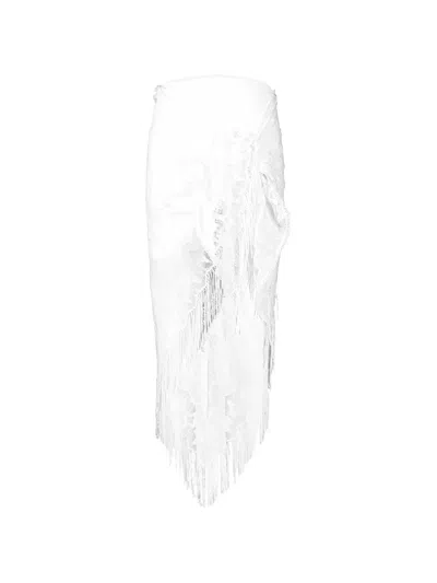 Miguelina Julia Lace-fringe Pareo In White