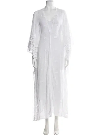 Pre-owned Miguelina Lace Pattern Cover-up In White