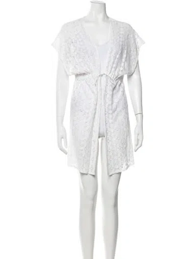Pre-owned Miguelina Lace Pattern Cover-up In White