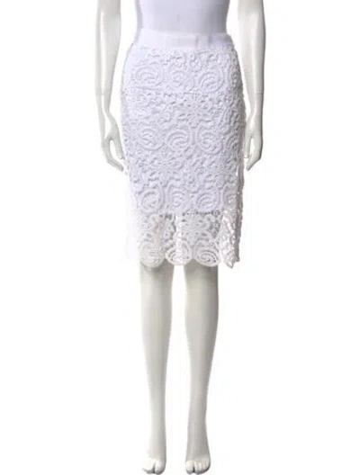 Pre-owned Miguelina Lace Pattern Knee-length Skirt In White