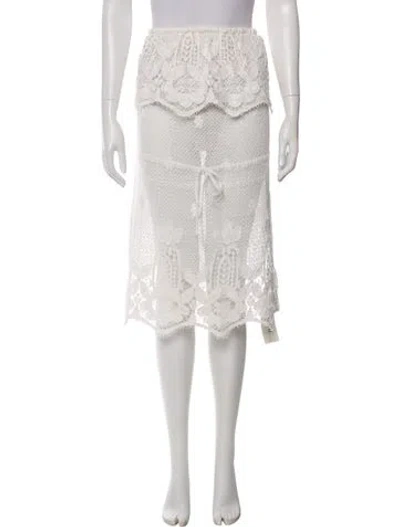 Pre-owned Miguelina Lace Pattern Knee-length Skirt In White