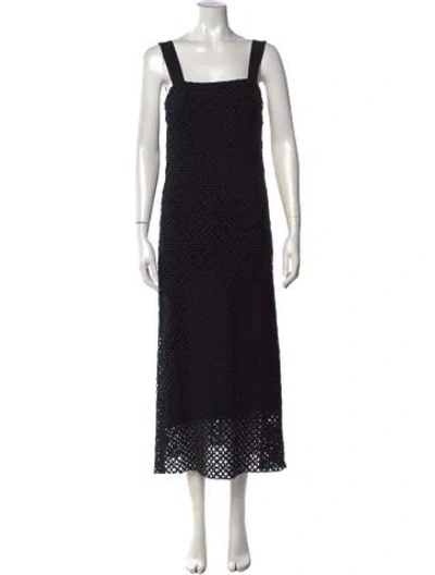 Pre-owned Miguelina Lace Pattern Long Dress In Black