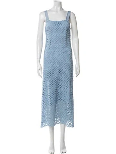 Pre-owned Miguelina Lace Pattern Long Dress In Blue