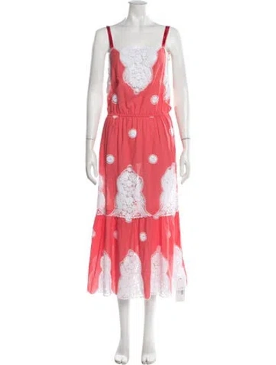 Pre-owned Miguelina Lace Pattern Long Dress In Pink