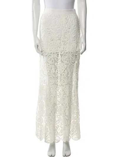 Pre-owned Miguelina Lace Pattern Long Skirt In White