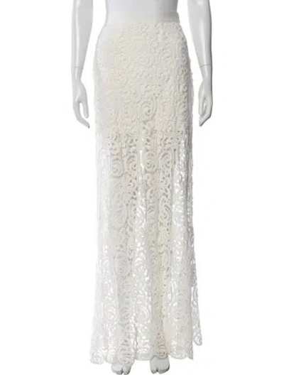 Pre-owned Miguelina Lace Pattern Long Skirt In White