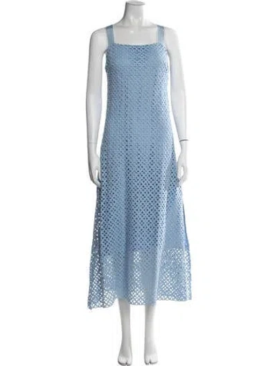 Pre-owned Miguelina Lace Pattern Midi Length Dress In Blue