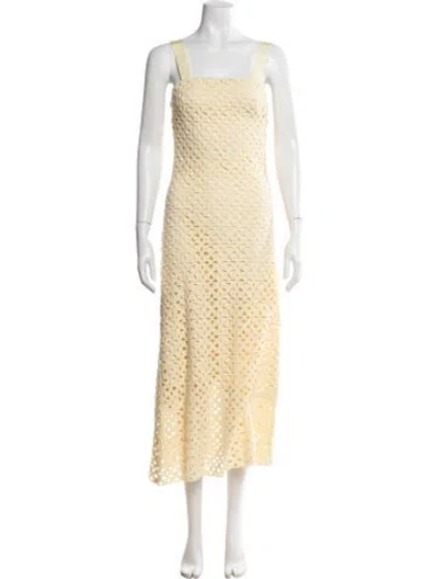 Pre-owned Miguelina Lace Pattern Midi Length Dress W/ Tags In Neutral