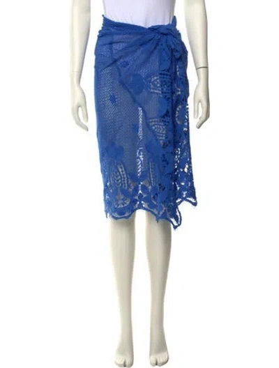 Pre-owned Miguelina Lace Pattern Midi Length Skirt In Blue