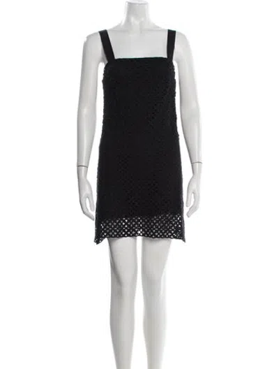 Pre-owned Miguelina Lace Pattern Mini Dress In Black