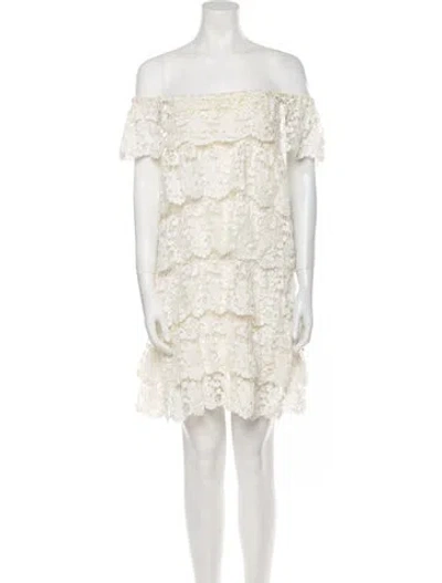 Pre-owned Miguelina Lace Pattern Mini Dress In Neutral